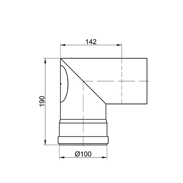 koljeno dvodjelno90 s otvorom pelet 80-100mm